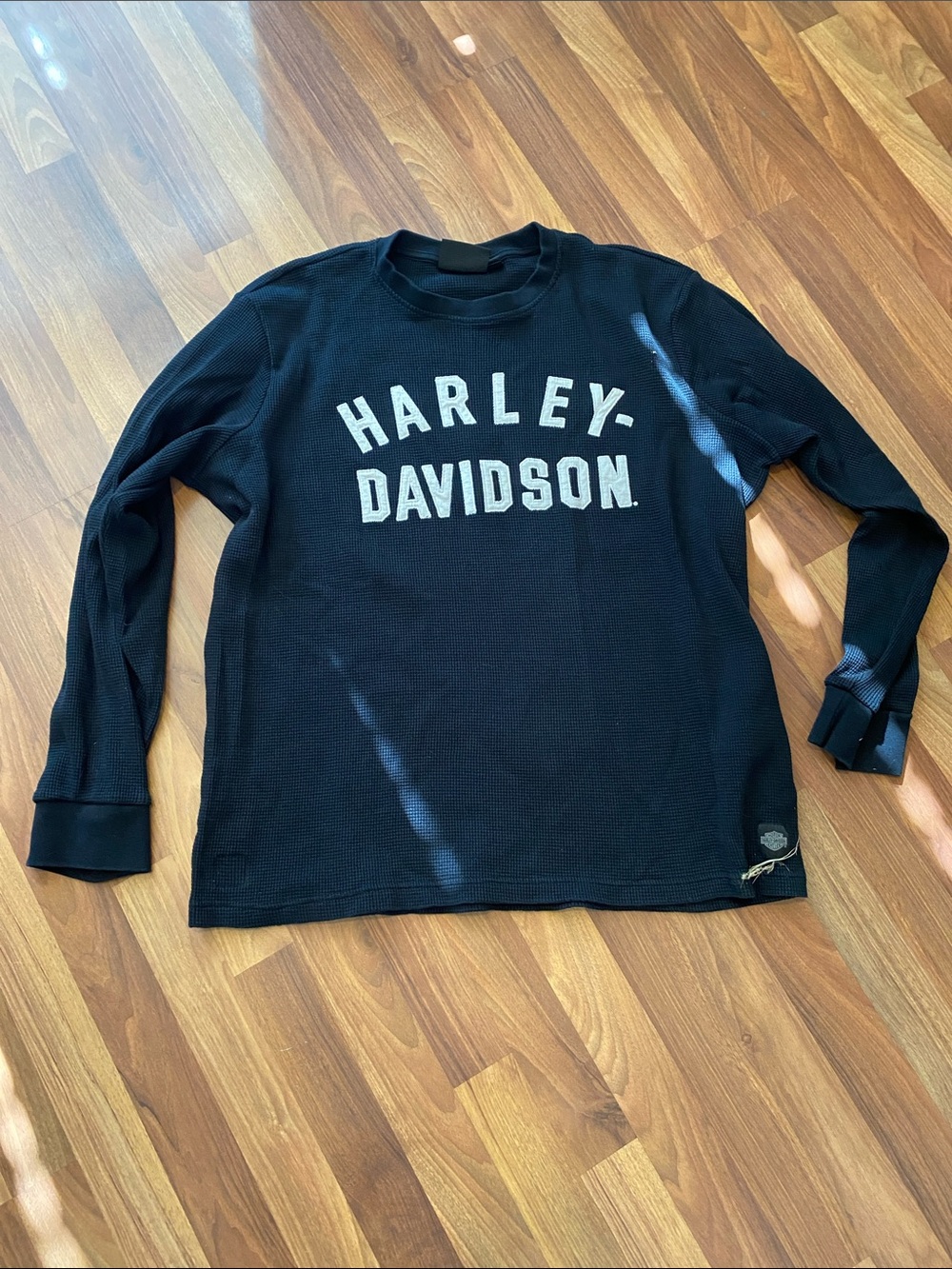 Harley-Davidson Black Crewneck Thermal Shirt with White Logo 3xl
